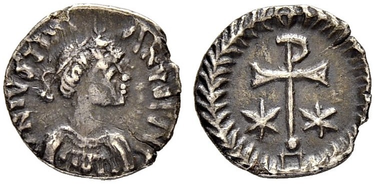 THE BYZANTINE EMPIRE
JUSTINIANUS I, 527-565
Mint of Ravenna
1/4 Siliqua 540-5...
