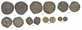 THE BYZANTINE EMPIRE
JUSTINIANUS I, 527-565
Lot
Lot of 7 Bronzes. Follis (sear 158) 2x. Follis (Sear 163) 2x. Pentanummium (Sear 170)., Constantino...
