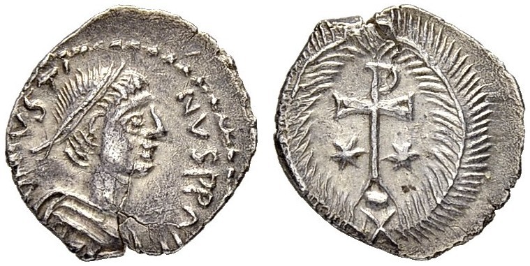 THE BYZANTINE EMPIRE
JUSTINUS II, 565-578
Mint of Ravenna
1/3 Siliqua 567-578...