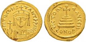 THE BYZANTINE EMPIRE
TIBERIUS II CONSTANTINUS, 578-582
Mint of Constantinopolis
Solidus 578-582. Officina H. dm TIb CONS - TANT PP AVG Crowned, cui...