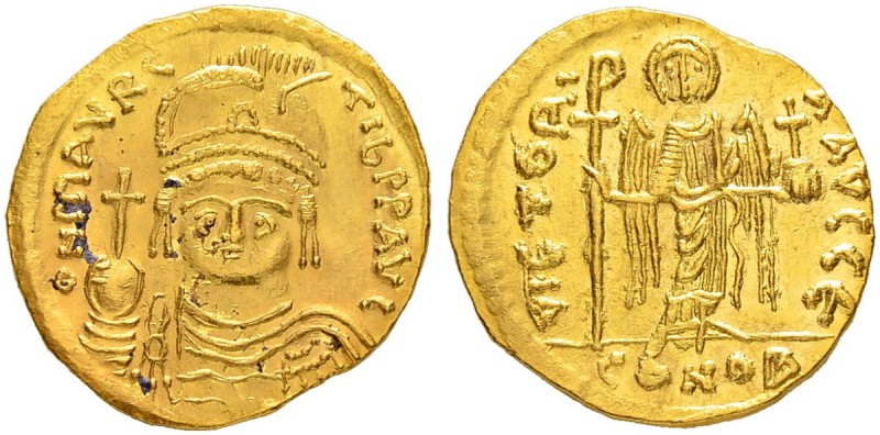 THE BYZANTINE EMPIRE
MAURICIUS TIBERIUS, 582-602
Mint of Constantinopolis
Sol...