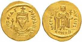 THE BYZANTINE EMPIRE
PHOCAS, 602-610
Mint of Constantinopolis
Solidus 607-609. Officina I. Obv. dN FOCAS PЄRP AVG Draped and cuirassed bust facing,...