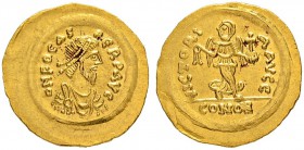 THE BYZANTINE EMPIRE
PHOCAS, 602-610
Mint of Thessalonica
Semissis 606/607. Obv. DN FOCAS – PERP AVG Bearded bust with diadem and chlamys to r. Rev...