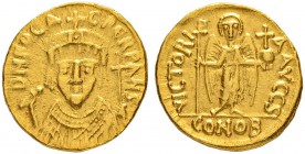 THE BYZANTINE EMPIRE
PHOCAS, 602-610, WITH LEONTIA
Mint of Carthage
Solidus 602/603. Indictional year S. Obv. DN FOCA – C PERP AN S AVG Crowned bus...
