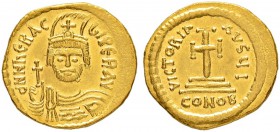 THE BYZANTINE EMPIRE
HERACLIUS, 610-641
Mint of Constantinopolis
Solidus 610-613. Officina I. Obv. dN N hЄRAC – |I PЄR AV Draped and cuirassed bust...
