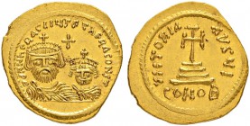 THE BYZANTINE EMPIRE
HERACLIUS, 610-641, WITH HERACLIUS CONSTANTINUS
Mint of Jerusalem
Solidus after 613. Indictional year I = 612. Obv. dd NN hЄRA...