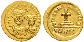 THE BYZANTINE EMPIRE
HERACLIUS, 610-641, WITH HERACLIUS CONSTANTINUS
Mint of Carthage
Solidus 614/615. Indictional year Γ. Obv. DN ЄRACLIO ЄT ЄRA C...