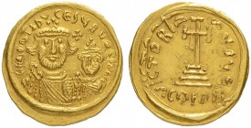 THE BYZANTINE EMPIRE
HERACLIUS, 610-641, WITH HERACLIUS CONSTANTINUS
Uncertain Mints
Solidus 613-625. (Alexandria? or Rome??). Obv. (?????ID V CES ...
