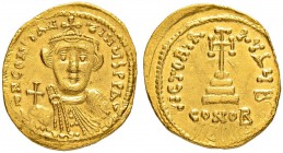 THE BYZANTINE EMPIRE
CONSTANS II, 641-668
Mint of Constantinopolis
Solidus 642-647. Officina B. Obv. dN CONSTAN – TIN×S PP AVG Crowned bust in chla...
