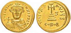 THE BYZANTINE EMPIRE
CONSTANS II, 641-668
Mint of Constantinopolis
Solidus 647/648. Indictional year 6.Officina S. Obv. dN CONSTIN – TIN×S PP Av Cr...