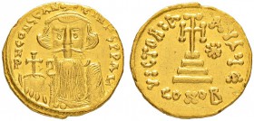 THE BYZANTINE EMPIRE
CONSTANS II, 641-668
Mint of Constantinopolis
Light weight solidus of 23 siliquae 651-654. Officina Є. Obv. dN CONSTAN – TIN×S...