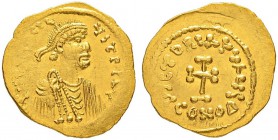 THE BYZANTINE EMPIRE
CONSTANS II, 641-668
Mint of Constantinopolis
Tremissis 642-668. Obv. DN (CONSTANTIN) – ×S T PP AV Draped and cuirassed bust w...