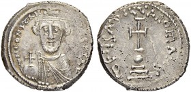 THE BYZANTINE EMPIRE
CONSTANS II, 641-668
Mint of Constantinopolis
Hexagram 647/648. Obv. Dn CONSTAN – (TIN×S) PP AVG Crowned bust with slight bear...