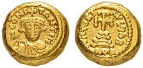THE BYZANTINE EMPIRE
CONSTANS II, 641-668
Mint of Carthage
Solidus 643/644. Indictional year B. Obv. DN CONS – TANTIN Crowned bust in chlamys facin...