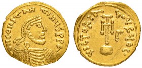 THE BYZANTINE EMPIRE
CONSTANS II, 641-668
Mint of Syracuse
Semissis 659/660. Indictional year Γ. Obv. dN COSTAN TIN×S PP A Bearded bust to r., drap...