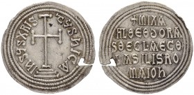 THE BYZANTINE EMPIRE
MICHAEL III the DRUNKARD, 842-867
WITH THEKLA
Miliaresion 842-8560. Obv. IhSЧS XRIS-TЧS hICA Cross potent on three steps Rev. ...