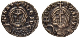THE BYZANTINE EMPIRE
BASIL the MACEDONIAN, 867-886, WITH CONSTANTINUS
Mint of Syracuse
Debased gold semissis 868-878. Obv. bAS - IΛЄIOC Crowned bus...