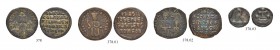 THE BYZANTINE EMPIRE
BASIL the MACEDONIAN, 867-886
Lot
Lot of 4 Bronzes. Follis, Conatntinopolis 3x. (sear 1799, 1710, 1712. Aes, Cherson (Sear 171...