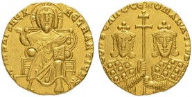 THE BYZANTINE EMPIRE
CONSTANTINUS VII, 913-959 and ROMANUS I LECAPENUS, 920-944
Mint of Constantinopolis
Solidus 920/921. Obv. +IhS XPS RЄX – RЄÇnA...