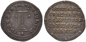 THE BYZANTINE EMPIRE
ROMANUS I, CONSTANTINUS VII and CHRISTOPHER
Miliaresion 921-931. Obv. IhSUS XRISTUS nICA, cross potent on three steps, globus b...