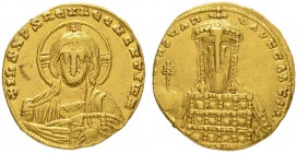 THE BYZANTINE EMPIRE
CONSTANTINUS VII SOLE REIGN
Solidus 27 January – 6 April 945. Obv. +IhS XPS RЄX R - ЄÇNANTIЧM(four dots) Facing bust of Christ,...