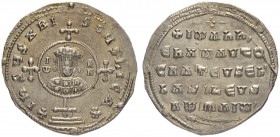 THE BYZANTINE EMPIRE
JOHN I TZIMISCES, 969-976
Mint of Constantinopolis
AR-Miliaresion 969-976. Obv.: +Ih SчS XRIStчS nICA in medallion: I / ω – A ...