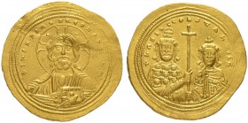 THE BYZANTINE EMPIRE
BASIL II BULGAROKTONOS, 976-1025, WITH CONSTANTINUS VIII
Mint of Constantinopolis
Histamenon nomisma (solidus) 1005/1025. Obv....