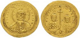 THE BYZANTINE EMPIRE
BASIL II BULGAROKTONOS, 976-1025, WITH CONSTANTINUS VIII
Mint of Constantinopolis
Histamenon nomisma (solidus) 1005/1025. Obv....