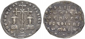 THE BYZANTINE EMPIRE
BASIL II BULGAROKTONOS, 976-1025, WITH CONSTANTINUS VIII
Mint of Constantinopolis
Miliaresion, 977-989. Obv. ЄntOVtω nICAt - b...