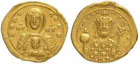 THE BYZANTINE EMPIRE
ROMANUS III ARGYRUS, 1028-1034
Mint of Constantinopolis
Tetarteron 1028-1034. Obv. +ΘKЄ –POHΘ Bust of the Virgin facing with p...