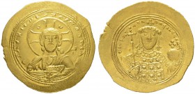 THE BYZANTINE EMPIRE
CONSTANTINUS IX MONOMACHUS, 1042-1055
Mint of Constantinopolis
Histamenon 1042-1055. Obv. +IhS XIS REX REGNANTIhM Bust of Chri...