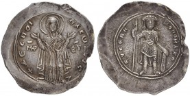THE BYZANTINE EMPIRE
CONSTANTINUS IX MONOMACHUS, 1042-1055
Mint of Constantinopolis
Miliaresion 1042-1055. Obv. + DECΠOI – NA CωZOIC The Virgin ora...