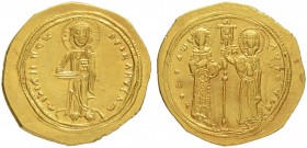 THE BYZANTINE EMPIRE
THEODORA, 1055-1056
Mint of Constantinopolis
Histamenon 1055-1056. Obv. +IhS XII DEX REGNANTIhm Christ, nimbate,standing facin...