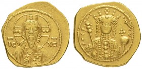 THE BYZANTINE EMPIRE
THEODORA, 1055-1056
Mint of Constantinopolis
Tetarteron 1055/1056. Obv. Facing bust of Christ with cross nimbus, pallium and c...