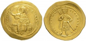 THE BYZANTINE EMPIRE
ISAAC I COMNENUS, 1057-1059
Mint of Constantinopolis
Histamenon 1057/1059. Obv. +IhS XIS RЄX – RЄÇNANTInM Throning figure of C...