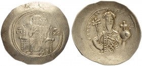 THE BYZANTINE EMPIRE
ALEXIUS I COMNENUS, 1081-1118, Pre-Reform Coinage
Mint of Constantinopolis
Electrum-Histamenon 1081 – 1092. Obv. IC – XC Chris...