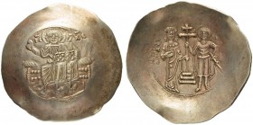 THE BYZANTINE EMPIRE
JOHANNES II COMNENUS, 1118-1143
Mint of Constantinopolis
Electrum aspron trachy 1122-1143. Obv. Bust of Christ facing, with cr...