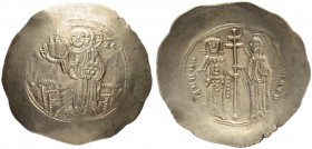 THE BYZANTINE EMPIRE
MANUEL I COMNENUS, 1143-1180
Mint of Constantinopolis
Electrum aspron trachy 1152-1157. Obv. Barred IC - XC, Christ Pantocrato...