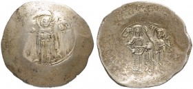 THE BYZANTINE EMPIRE
ANDRONICUS I COMNENUS, 1183-1185
Mint of Constantinopolis
Electrum aspron trachy 1183-1185. Obv. +Θ Κ – EPO – HΘEI The Virgin ...