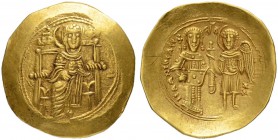 THE BYZANTINE EMPIRE
ISAAC II ANGELUS, 1185-1195
Mint of Constantinopolis
Hyperpyron 1185-1195. Obv. The Virgin nimbate enthroned facing; on her br...
