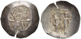 THE BYZANTINE EMPIRE
ALEXIUS III ANGELUS-COMNENUS, 1195-1203
Mint of Constantinopolis
Electrum aspron trachy. Obv: (KЄPO HΘЄ) / IC - XC Christ Pant...