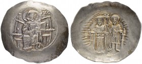 EMPIRE OF NICAEA
THEODORUS I LASCARIS, 1208-1222
Mint of Magnesia
Silver aspron trachy,1208-1212 (?). Obv. Christ enthroned facing, with nimbus, we...