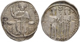 THE RESTORED BYZANTINE EMPIRE
ANDRONICUS II PALEOLOGUS, 1282-1328, WITH MICHAEL IX
Silver basilikon, 1304-1320. Obv. Av.: KVPIE – BOHΘEI Enthroned C...