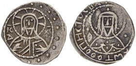 THE RESTORED BYZANTINE EMPIRE
MANUEL II PALEOLOGUS, 1391-1423
Mint of Constantinopolis
Silver-1/4 hyperpyron (half Stavraton) 1403 – 1423. Obv. Bus...