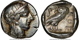 ATTICA. Athens. Ca. 440-404 BC. AR tetradrachm (24mm, 17.17 gm, 7h). NGC Choice XF 5/5 - 4/5. Mid-mass coinage issue. Head of Athena right, wearing cr...