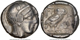 ATTICA. Athens. Ca. 440-404 BC. AR tetradrachm (23mm, 17.18 gm, 7h). NGC Choice XF 5/5 - 4/5. Mid-mass coinage issue. Head of Athena right, wearing cr...