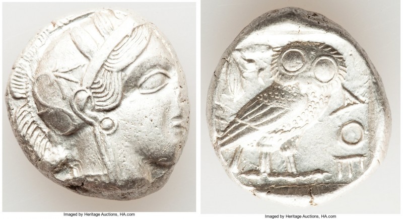 ATTICA. Athens. Ca. 440-404 BC. AR tetradrachm (24mm, 17.02 gm, 7h). Choice VF. ...