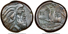 CIMMERIAN BOSPORUS. Panticapaeum. 4th century BC. AE (23mm, 6h). NGC VF. Head of bearded Pan right / Π-A-N, forepart of griffin left, sturgeon left be...