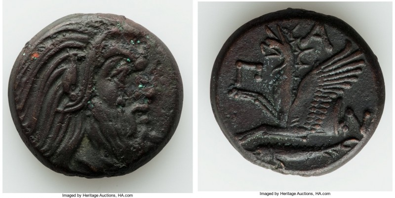 CIMMERIAN BOSPORUS. Panticapaeum. 4th century BC. AE (21mm, 7.49 gm, 11h). Choic...