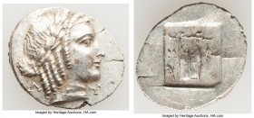 LYCIAN LEAGUE. Masicytes. Ca. 48-20 BC. AR hemidrachm (17mm, 1.84 gm, 12h). AU. Series 5. Laureate head of Apollo right; Λ-Y below / M-A, cithara (lyr...